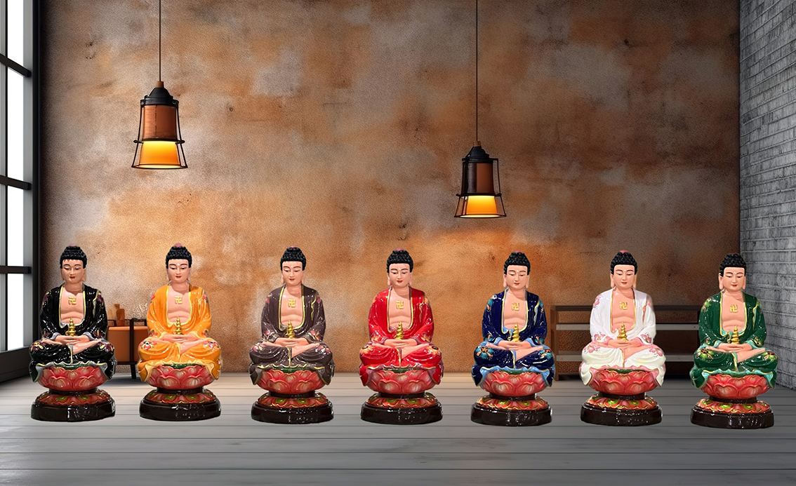 Bộ tôn tượng Dược Sư, cao 30cm